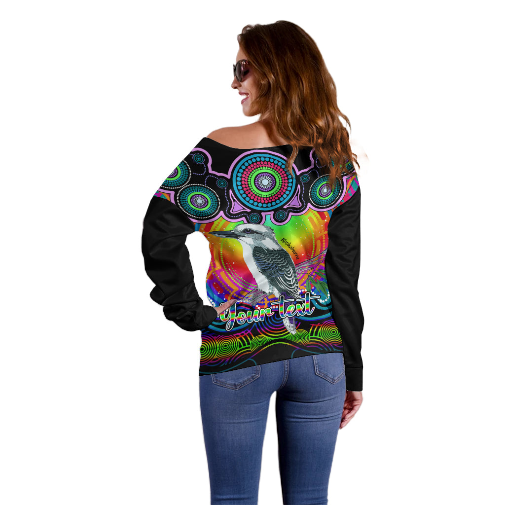 personalised-australia-sagittarius-kookaburra-zodiac-off-shoulder-sweater-auz-astrology-aboriginal-rainbow