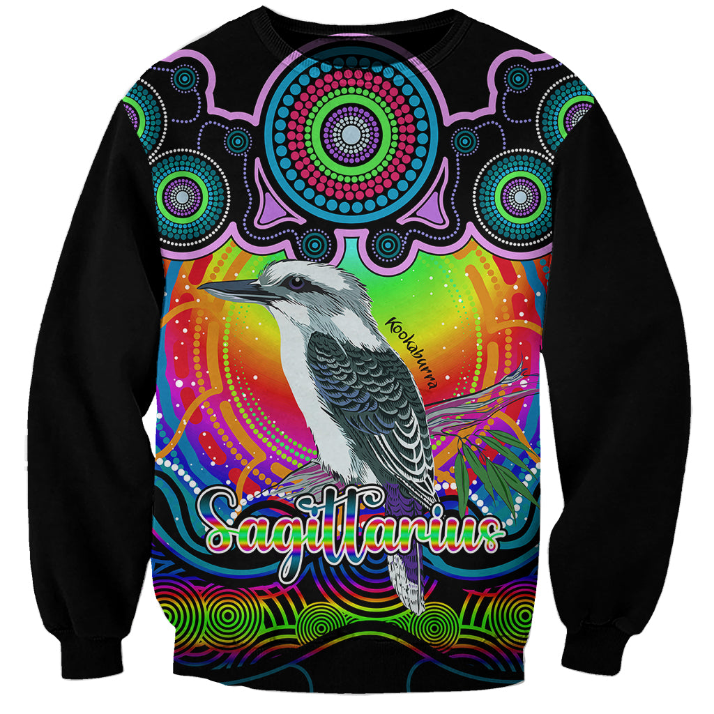 personalised-australia-sagittarius-kookaburra-zodiac-sweatshirt-auz-astrology-aboriginal-rainbow