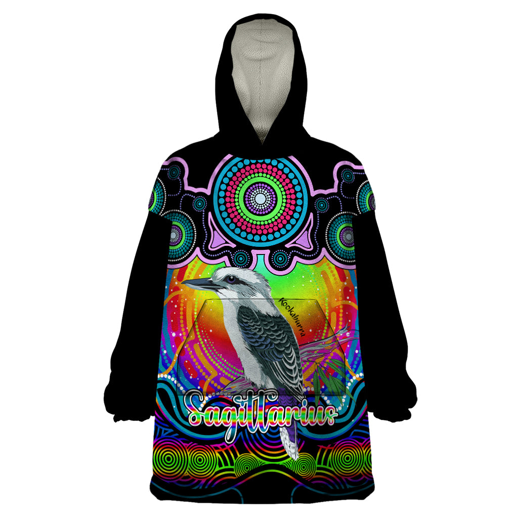 personalised-australia-sagittarius-kookaburra-zodiac-wearable-blanket-hoodie-auz-astrology-aboriginal-rainbow