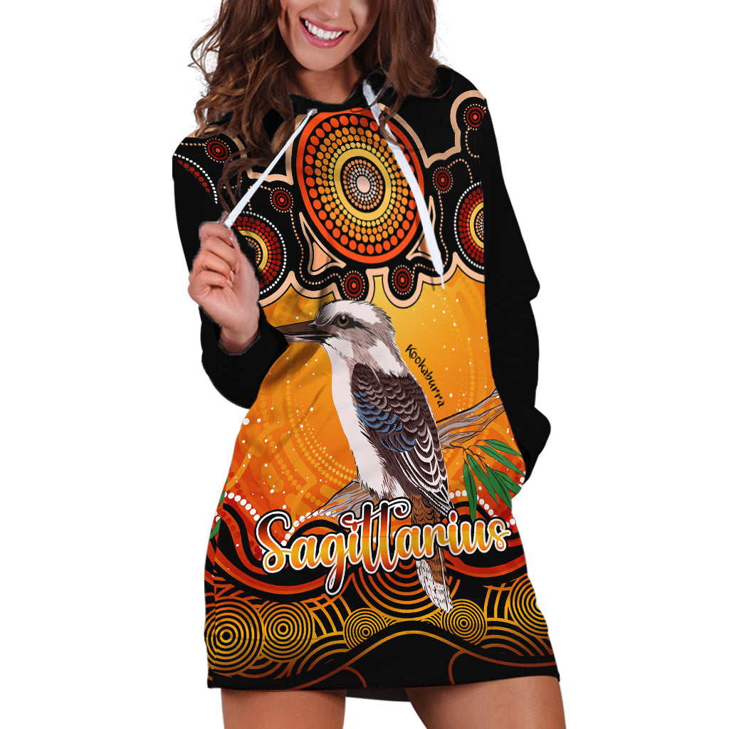 personalised-australia-sagittarius-kookaburra-zodiac-hoodie-dress-auz-astrology-aboriginal-red