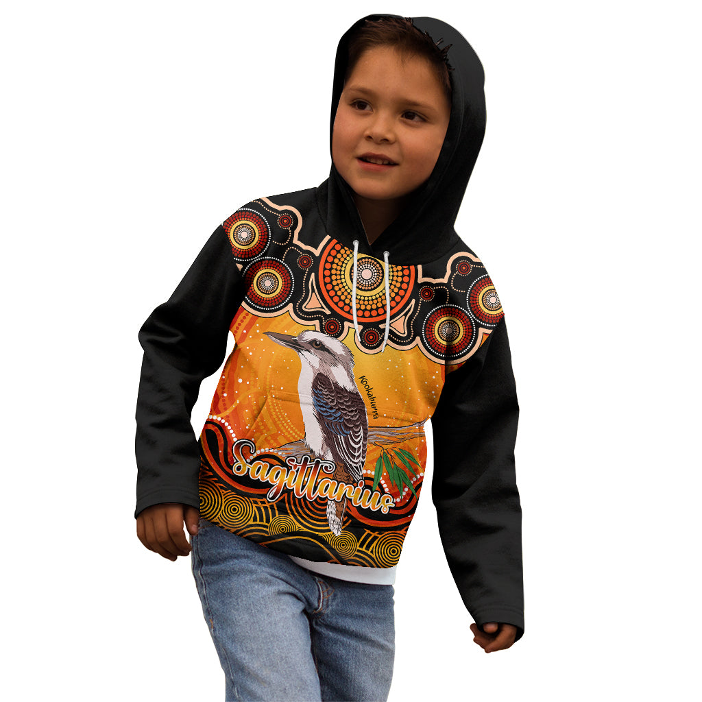 personalised-australia-sagittarius-kookaburra-zodiac-kid-hoodie-auz-astrology-aboriginal-red