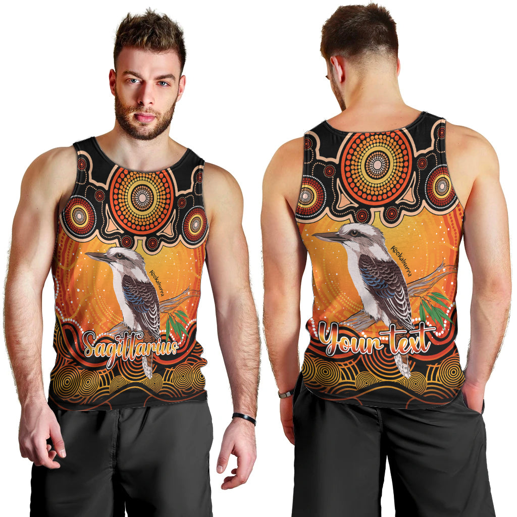 personalised-australia-sagittarius-kookaburra-zodiac-men-tank-top-auz-astrology-aboriginal-red