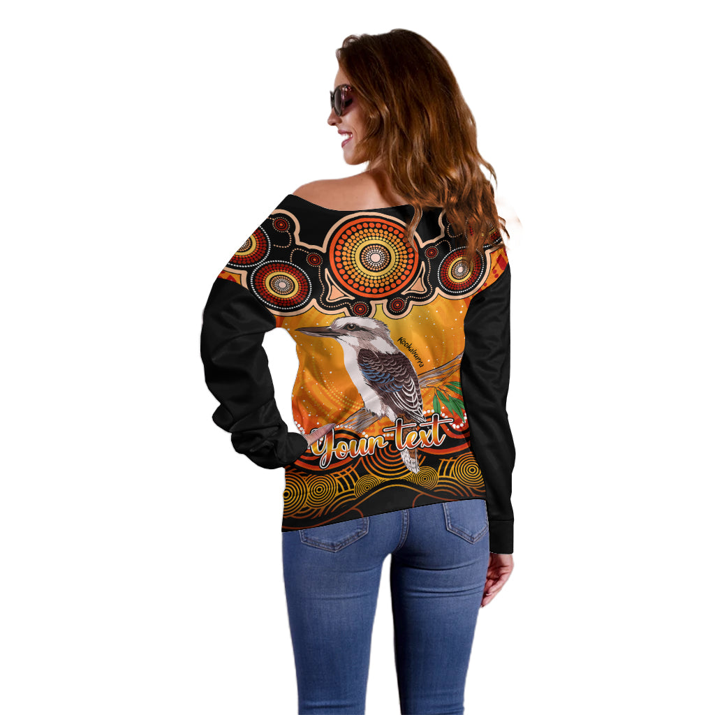 personalised-australia-sagittarius-kookaburra-zodiac-off-shoulder-sweater-auz-astrology-aboriginal-red