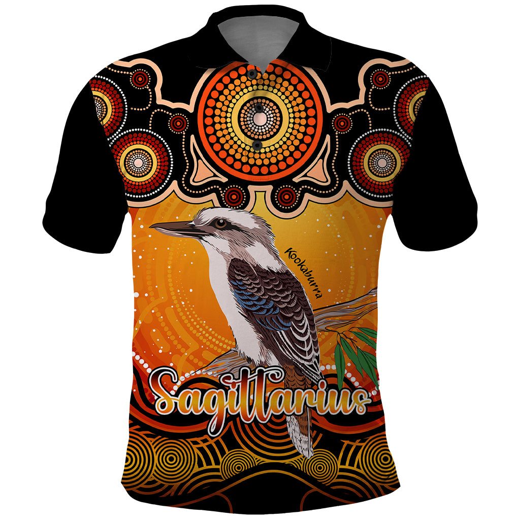 personalised-australia-sagittarius-kookaburra-zodiac-polo-shirt-auz-astrology-aboriginal-red