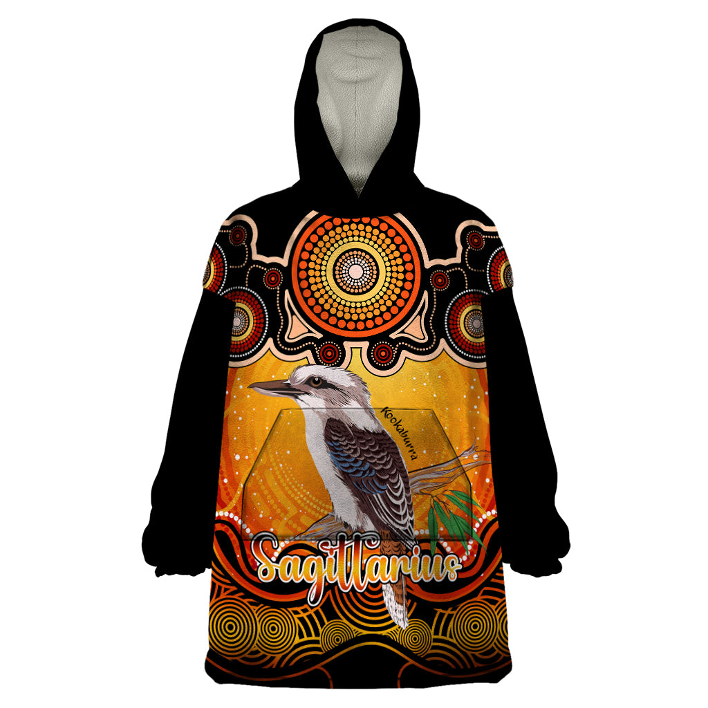 personalised-australia-sagittarius-kookaburra-zodiac-wearable-blanket-hoodie-auz-astrology-aboriginal-red