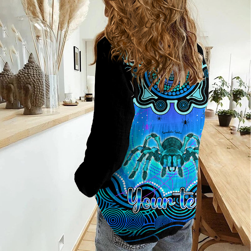 Personalised Australia Scorpio Tarantulas Spider Zodiac Women Casual Shirt Auz Astrology Aboriginal - Aqua LT9