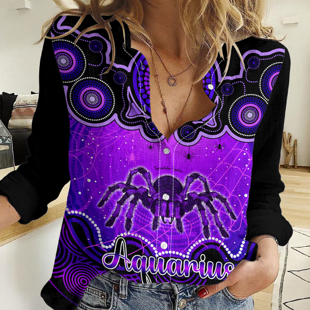 Personalised Australia Scorpio Tarantulas Spider Zodiac Women Casual Shirt Auz Astrology Aboriginal - Purple LT9