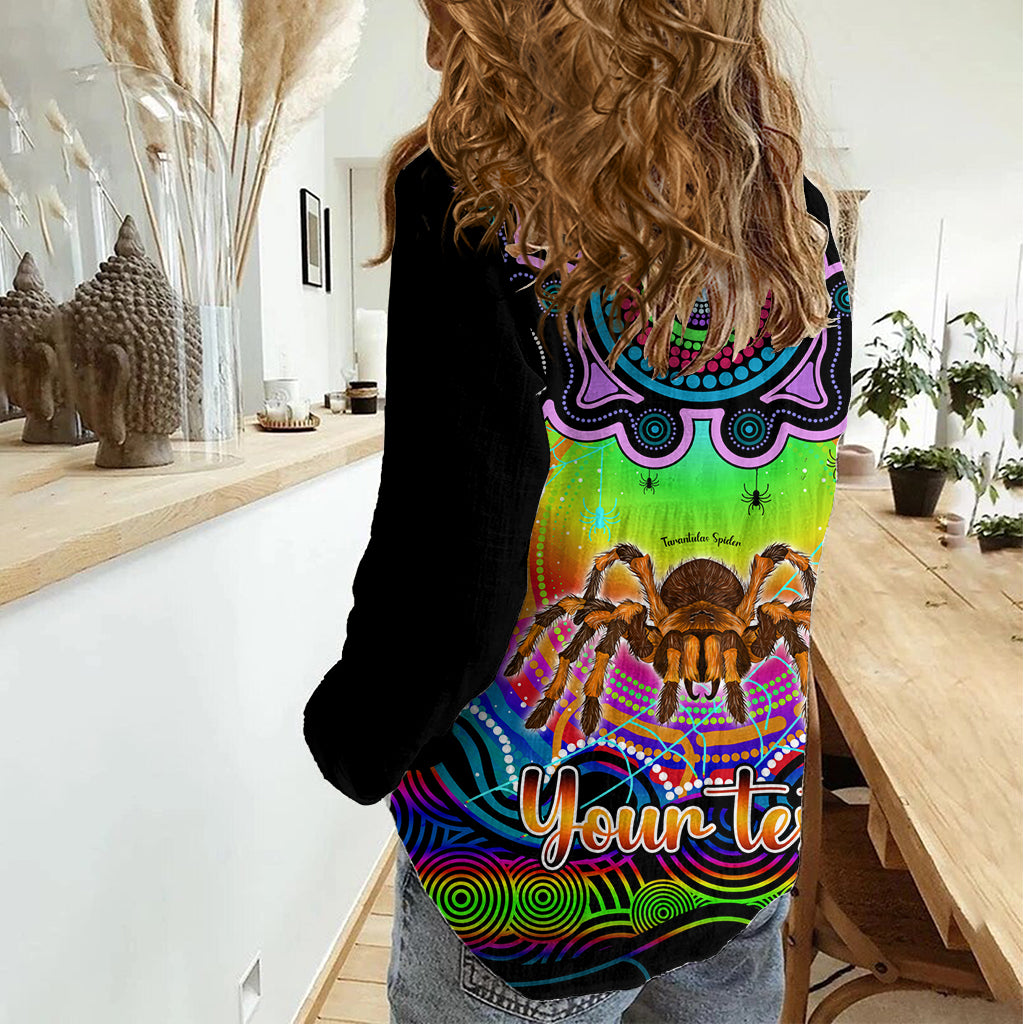 Personalised Australia Scorpio Tarantulas Spider Zodiac Women Casual Shirt Auz Astrology Aboriginal - Rainbow LT9