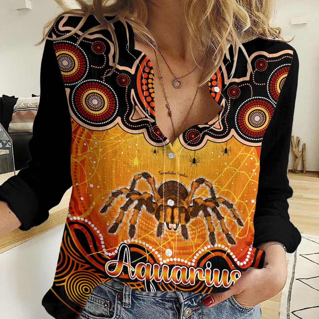 Personalised Australia Scorpio Tarantulas Spider Zodiac Women Casual Shirt Auz Astrology Aboriginal - Red LT9