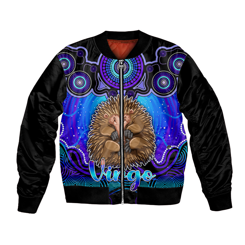 personalised-australia-virgo-echidna-zodiac-bomber-jacket-auz-astrology-aboriginal-blue