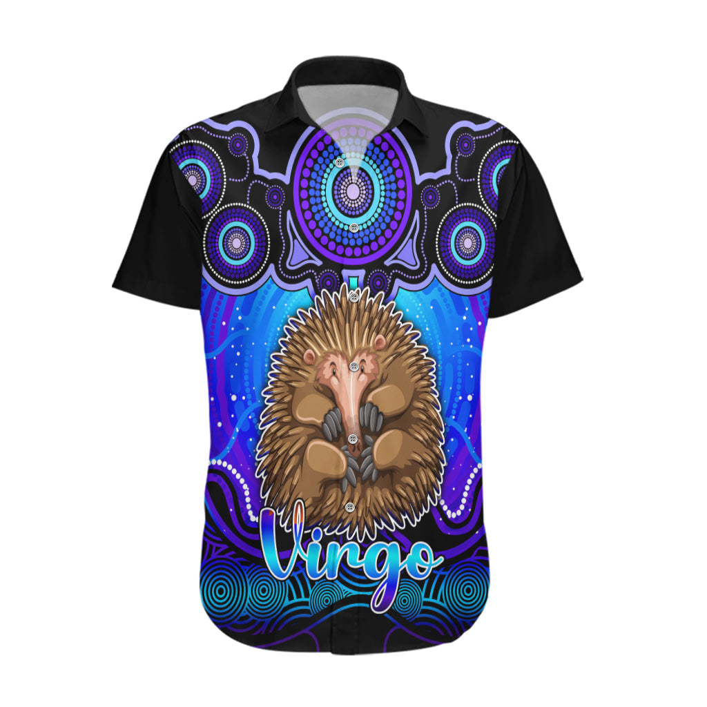 personalised-australia-virgo-echidna-zodiac-hawaiian-shirt-auz-astrology-aboriginal-blue