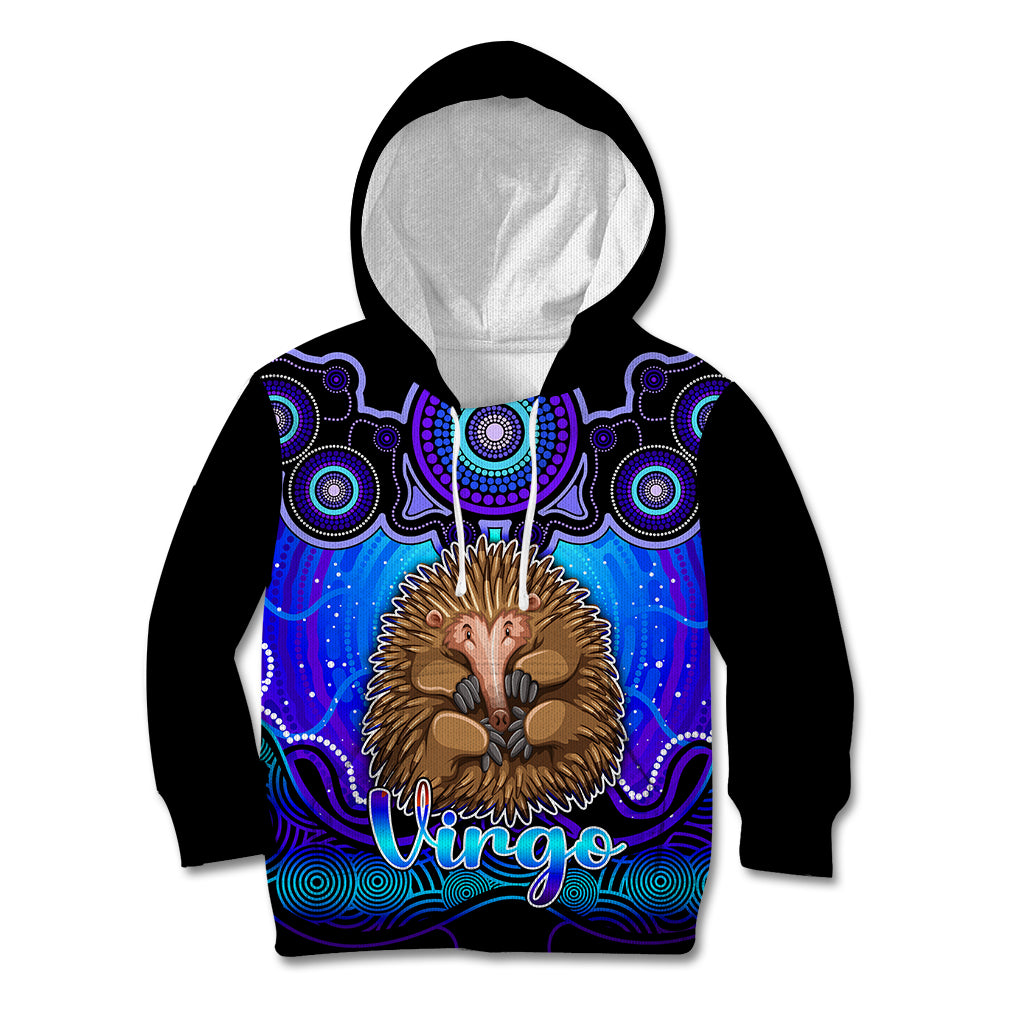 personalised-australia-virgo-echidna-zodiac-kid-hoodie-auz-astrology-aboriginal-blue