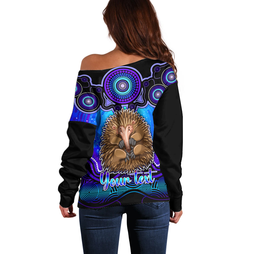 personalised-australia-virgo-echidna-zodiac-off-shoulder-sweater-auz-astrology-aboriginal-blue