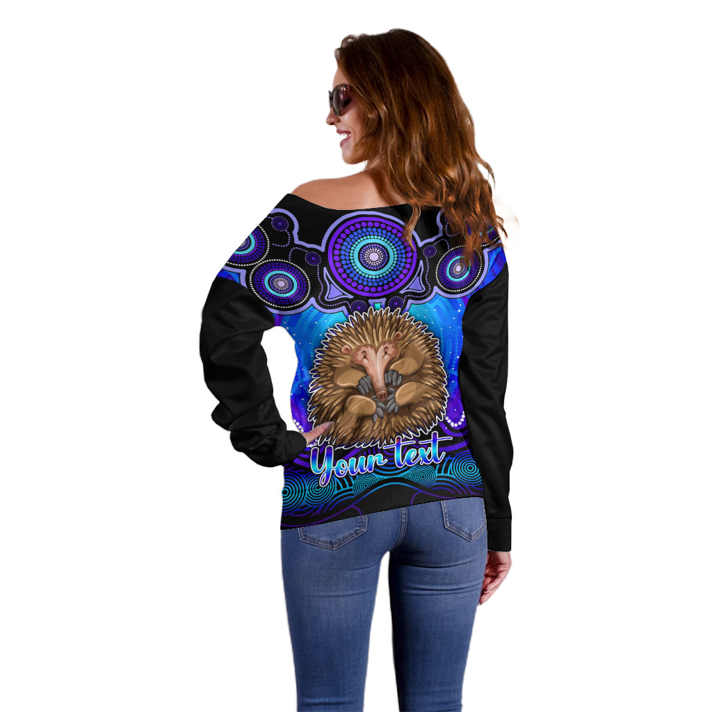 personalised-australia-virgo-echidna-zodiac-off-shoulder-sweater-auz-astrology-aboriginal-blue