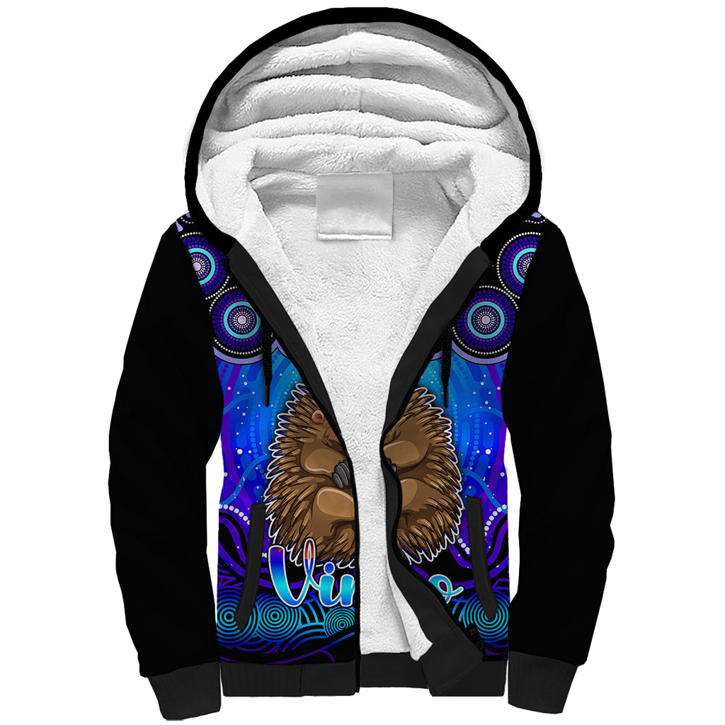 personalised-australia-virgo-echidna-zodiac-sherpa-hoodie-auz-astrology-aboriginal-blue