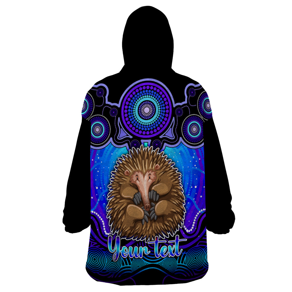 personalised-australia-virgo-echidna-zodiac-wearable-blanket-hoodie-auz-astrology-aboriginal-blue