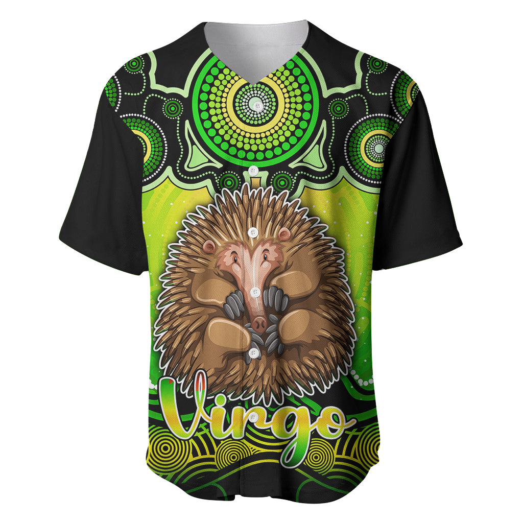 personalised-australia-virgo-echidna-zodiac-baseball-jersey-auz-astrology-aboriginal-green