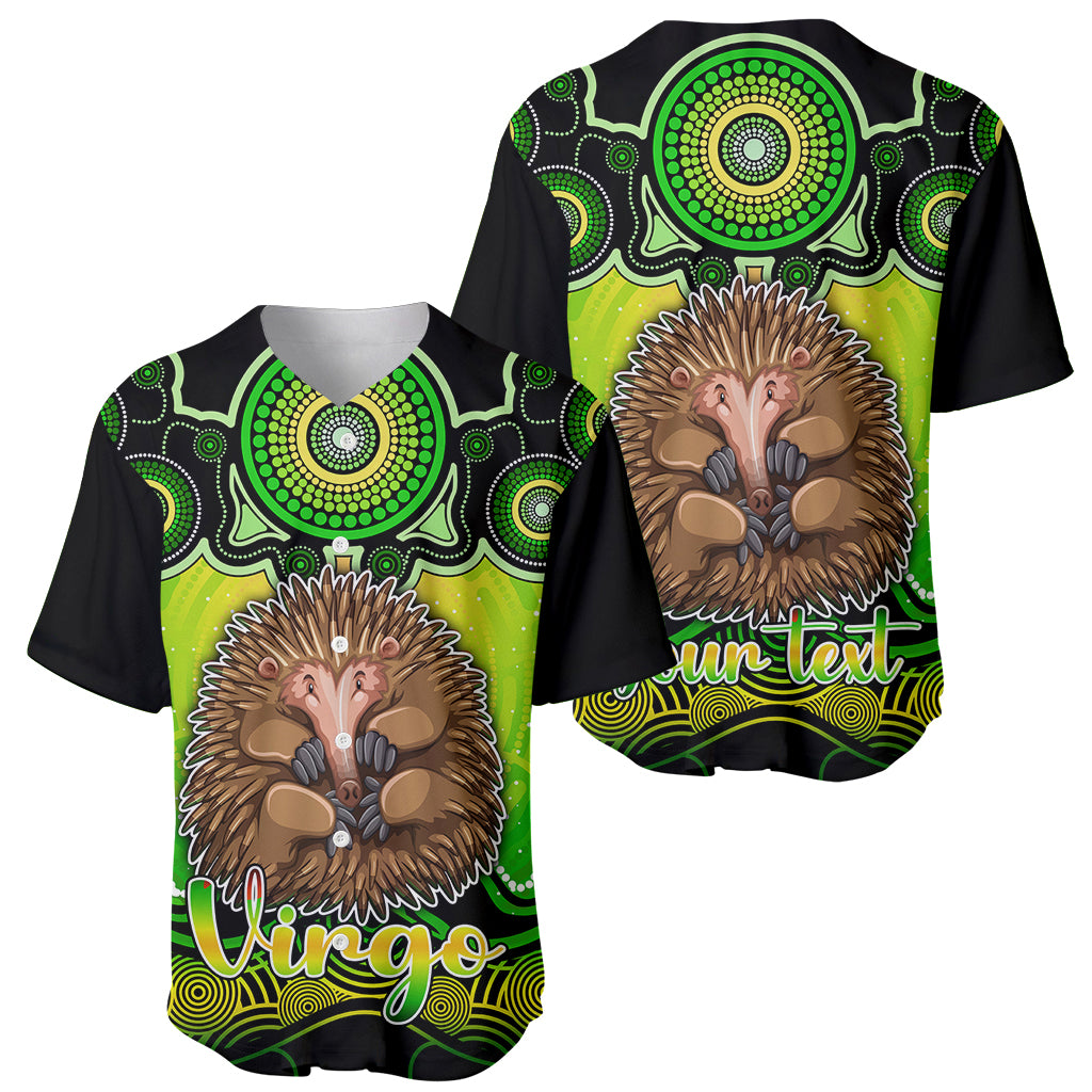 personalised-australia-virgo-echidna-zodiac-baseball-jersey-auz-astrology-aboriginal-green