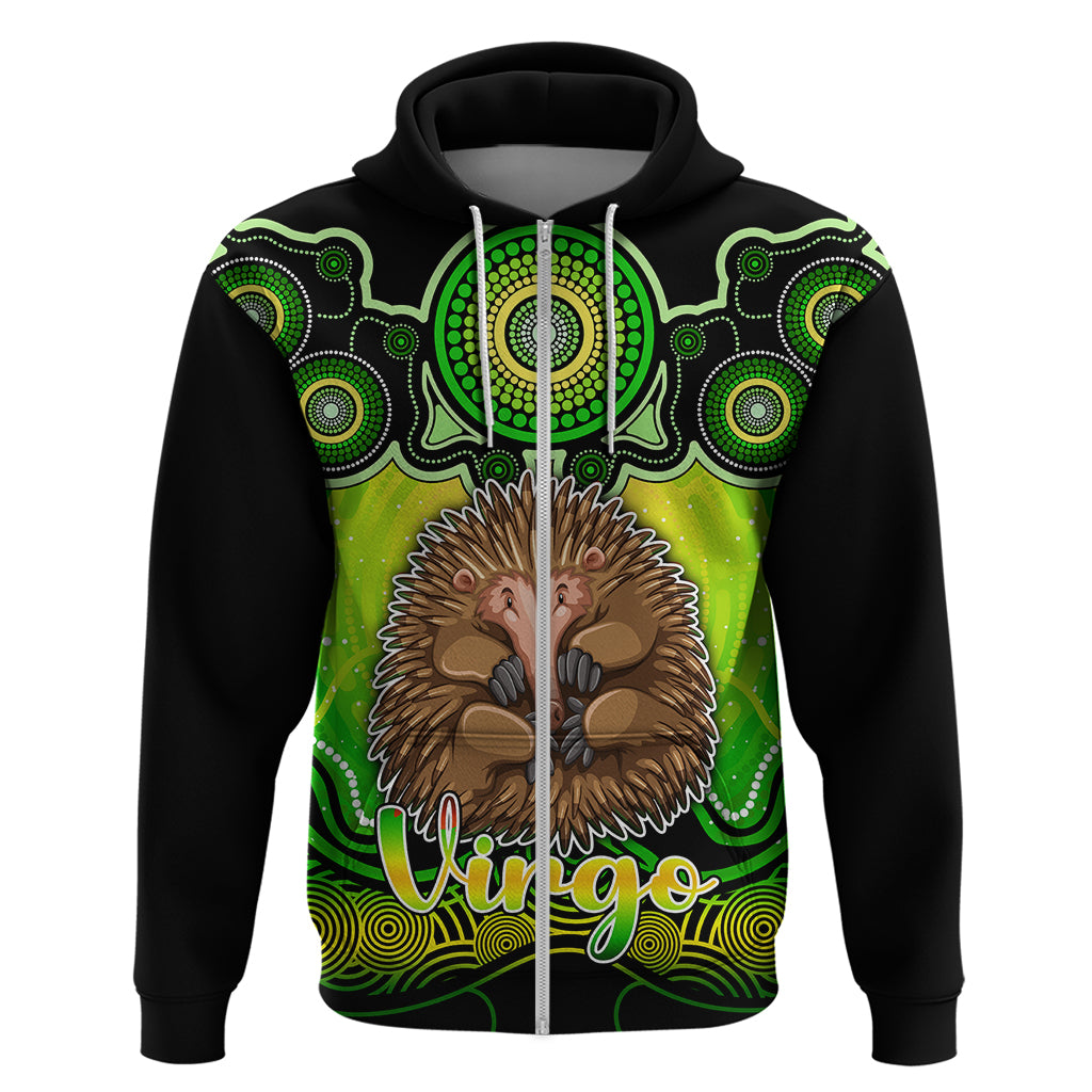 personalised-australia-virgo-echidna-zodiac-hoodie-auz-astrology-aboriginal-green