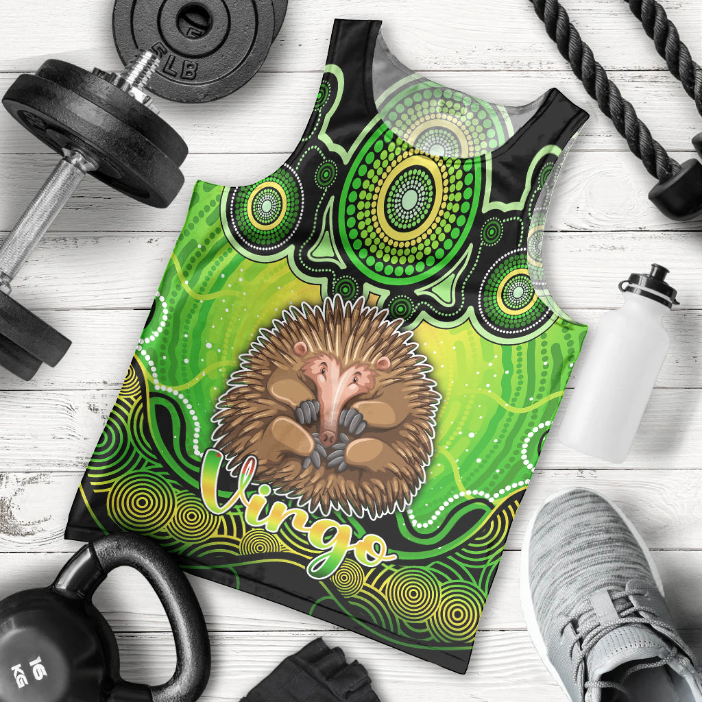 personalised-australia-virgo-echidna-zodiac-men-tank-top-auz-astrology-aboriginal-green