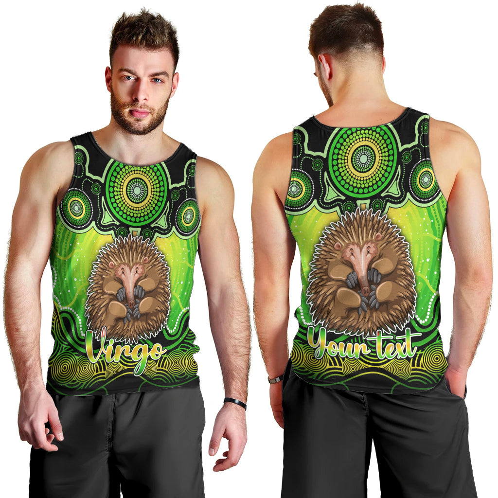 personalised-australia-virgo-echidna-zodiac-men-tank-top-auz-astrology-aboriginal-green