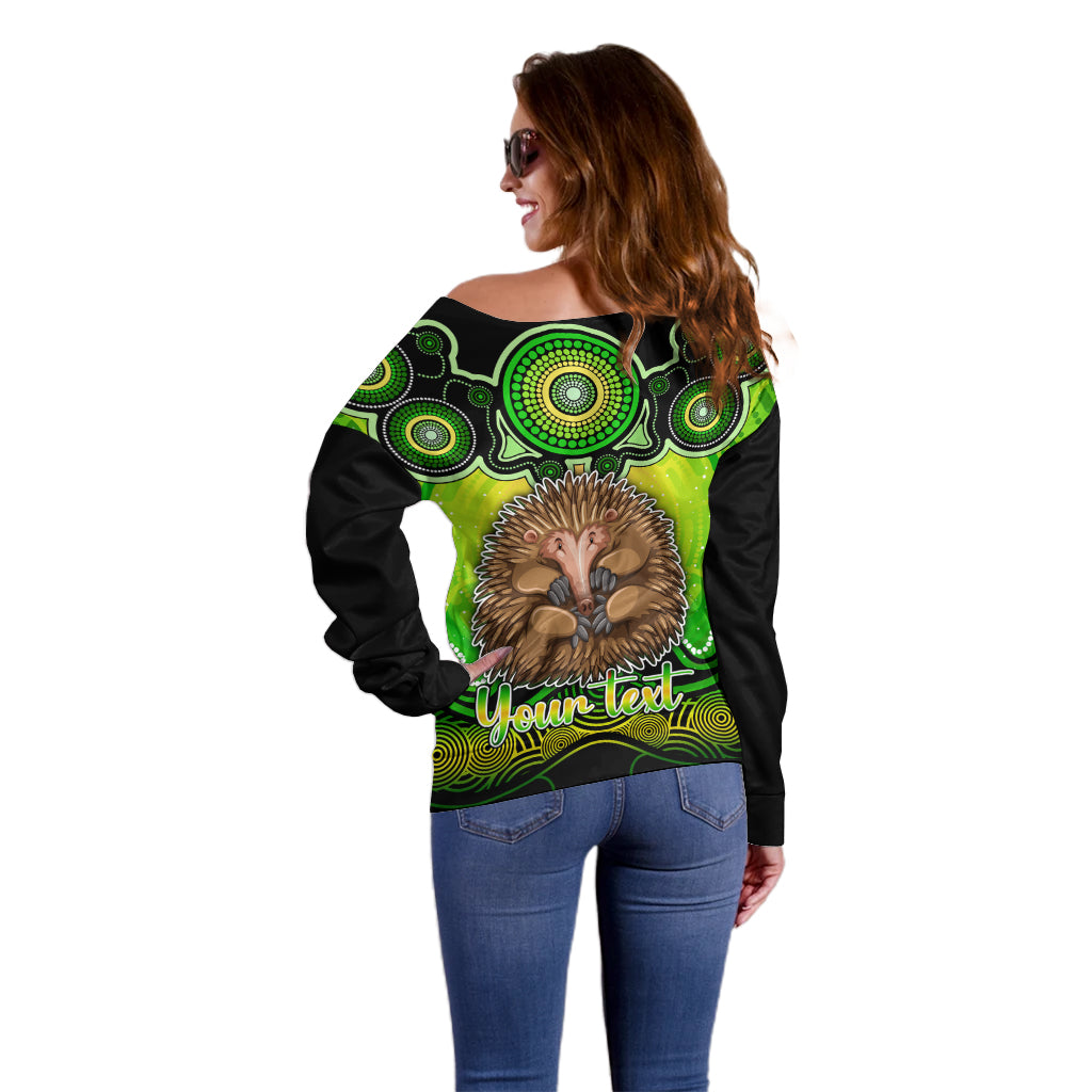 personalised-australia-virgo-echidna-zodiac-off-shoulder-sweater-auz-astrology-aboriginal-green