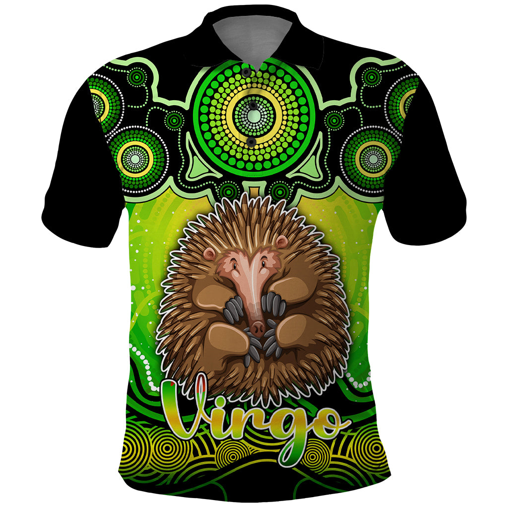 personalised-australia-virgo-echidna-zodiac-polo-shirt-auz-astrology-aboriginal-green