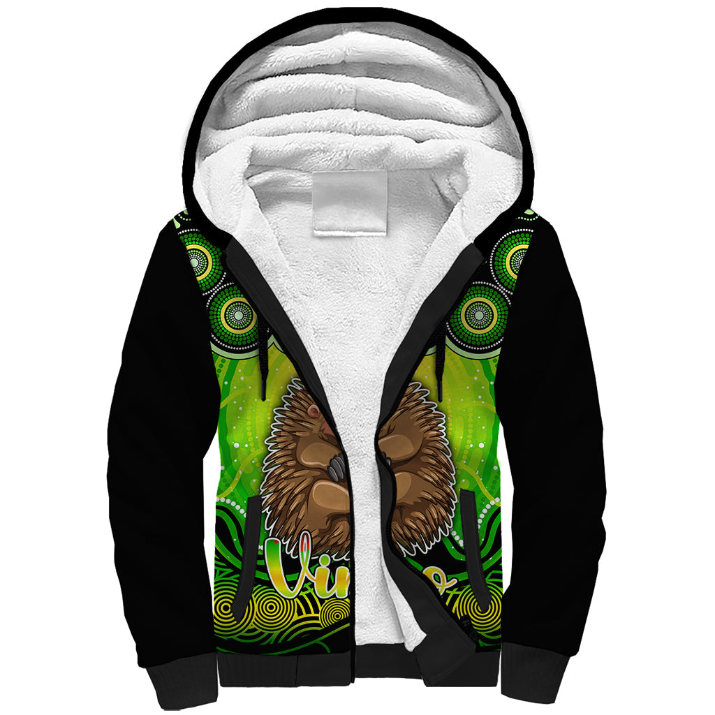 personalised-australia-virgo-echidna-zodiac-sherpa-hoodie-auz-astrology-aboriginal-green