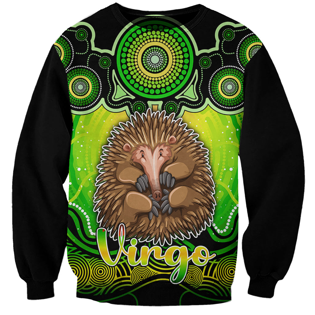 personalised-australia-virgo-echidna-zodiac-sweatshirt-auz-astrology-aboriginal-green