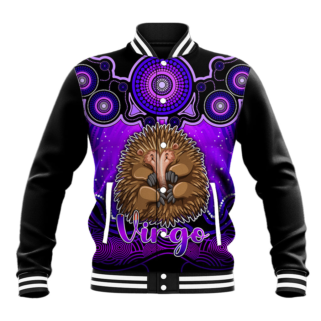 personalised-australia-virgo-echidna-zodiac-baseball-jacket-auz-astrology-aboriginal-purple