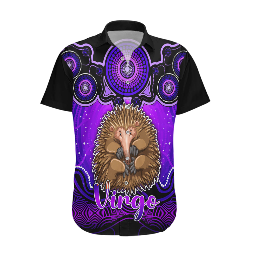 personalised-australia-virgo-echidna-zodiac-hawaiian-shirt-auz-astrology-aboriginal-purple