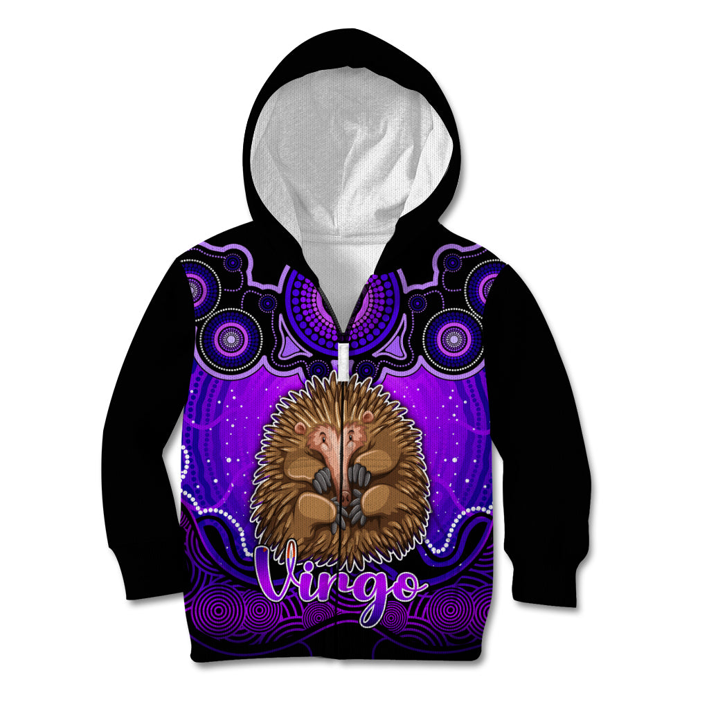 personalised-australia-virgo-echidna-zodiac-kid-hoodie-auz-astrology-aboriginal-purple