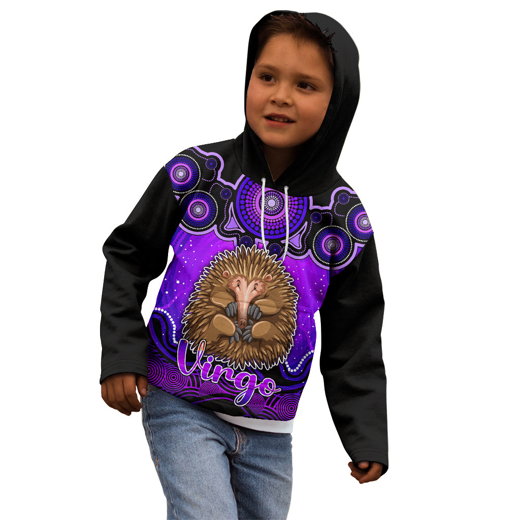 personalised-australia-virgo-echidna-zodiac-kid-hoodie-auz-astrology-aboriginal-purple