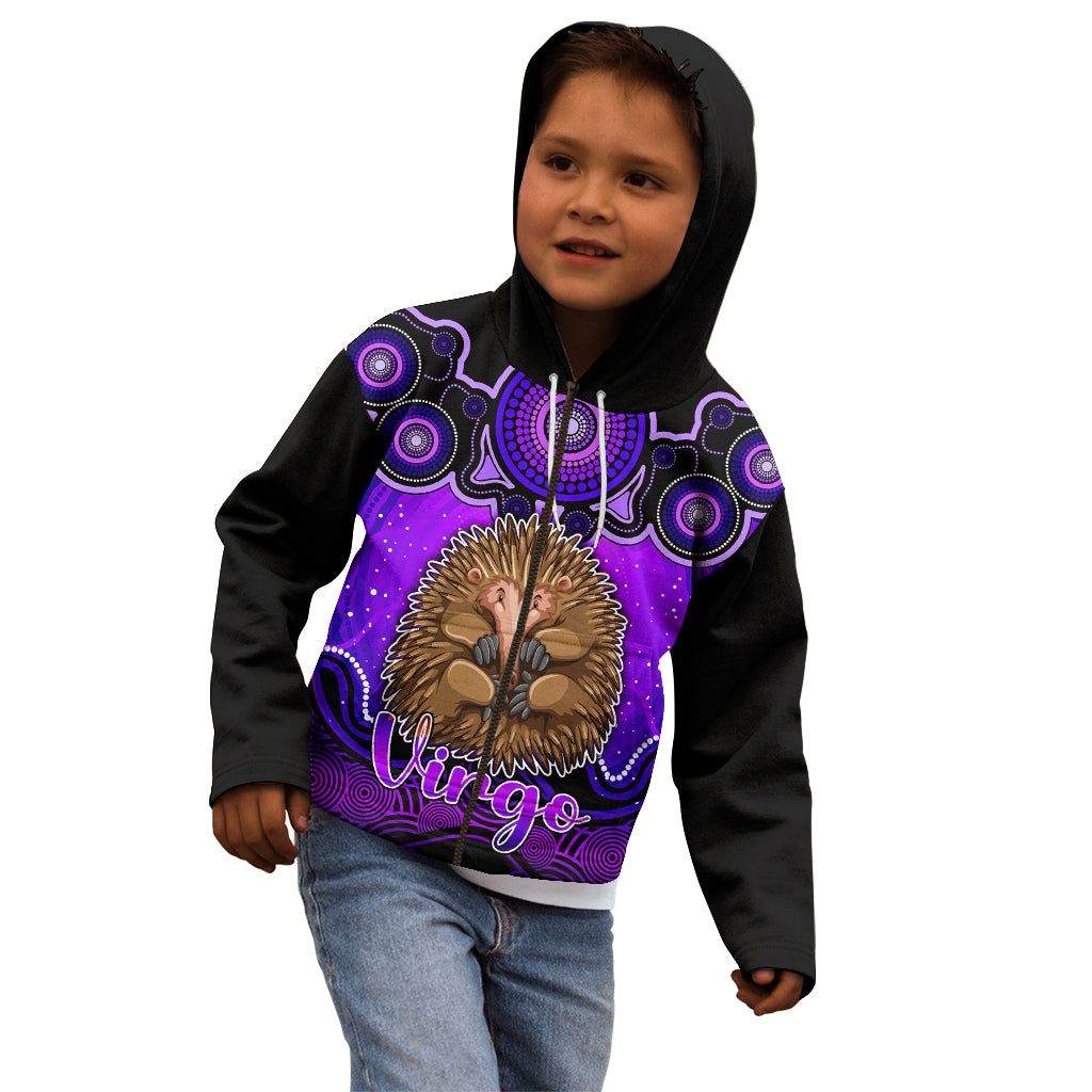 personalised-australia-virgo-echidna-zodiac-kid-hoodie-auz-astrology-aboriginal-purple