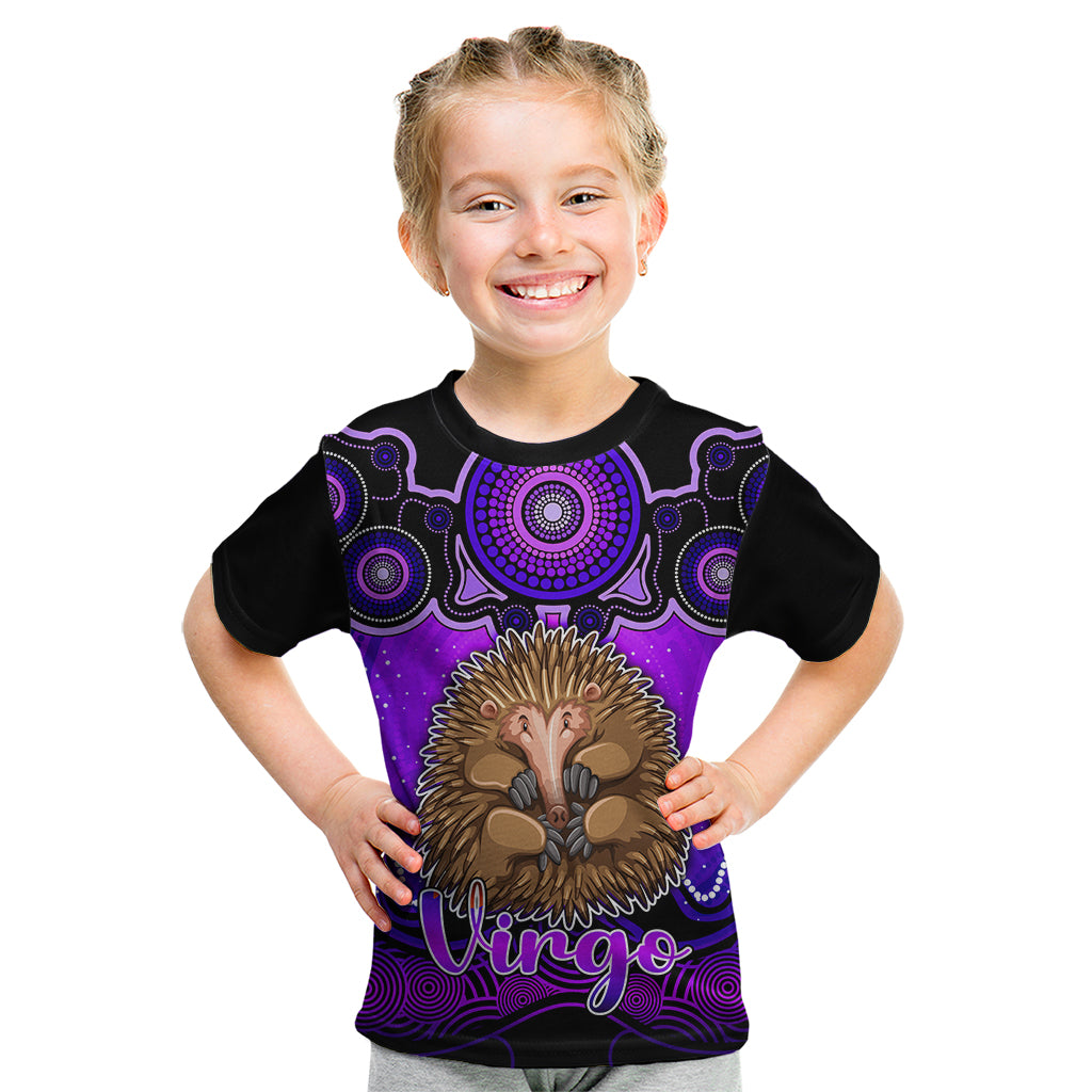 personalised-australia-virgo-echidna-zodiac-kid-t-shirt-auz-astrology-aboriginal-purple