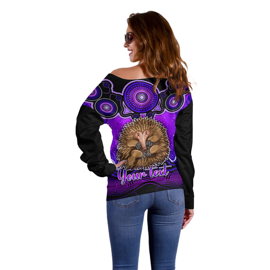 personalised-australia-virgo-echidna-zodiac-off-shoulder-sweater-auz-astrology-aboriginal-purple