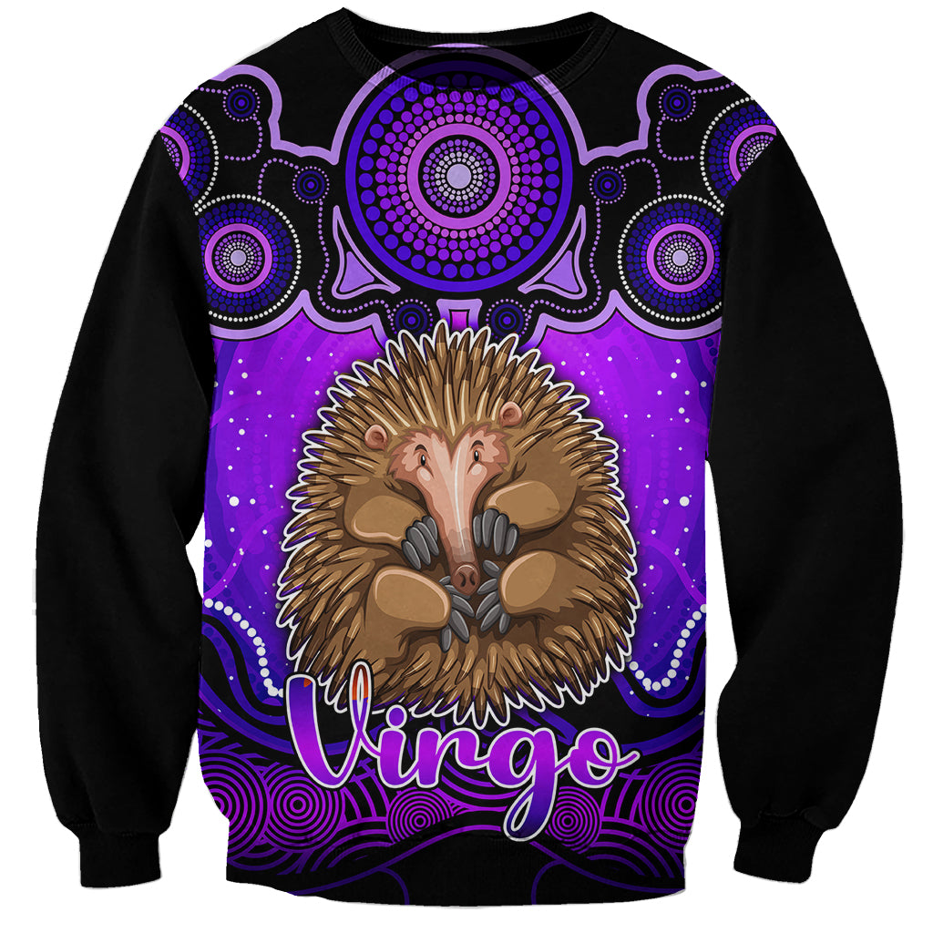 personalised-australia-virgo-echidna-zodiac-sweatshirt-auz-astrology-aboriginal-purple