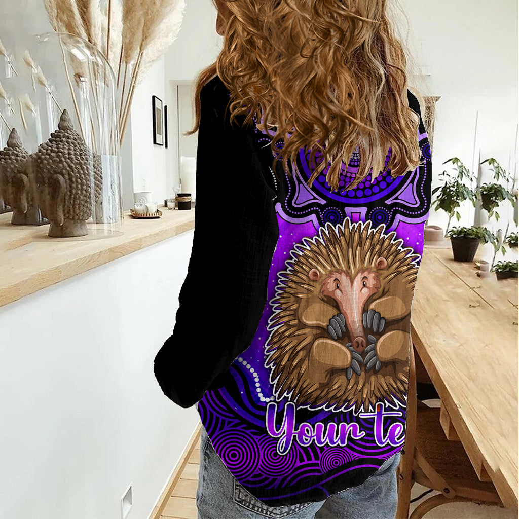 Personalised Australia Virgo Echidna Zodiac Women Casual Shirt Auz Astrology Aboriginal - Purple LT9