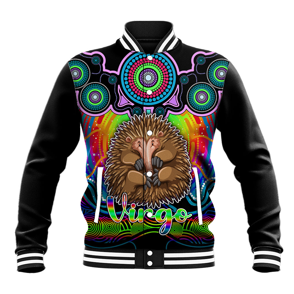 personalised-australia-virgo-echidna-zodiac-baseball-jacket-auz-astrology-aboriginal-rainbow