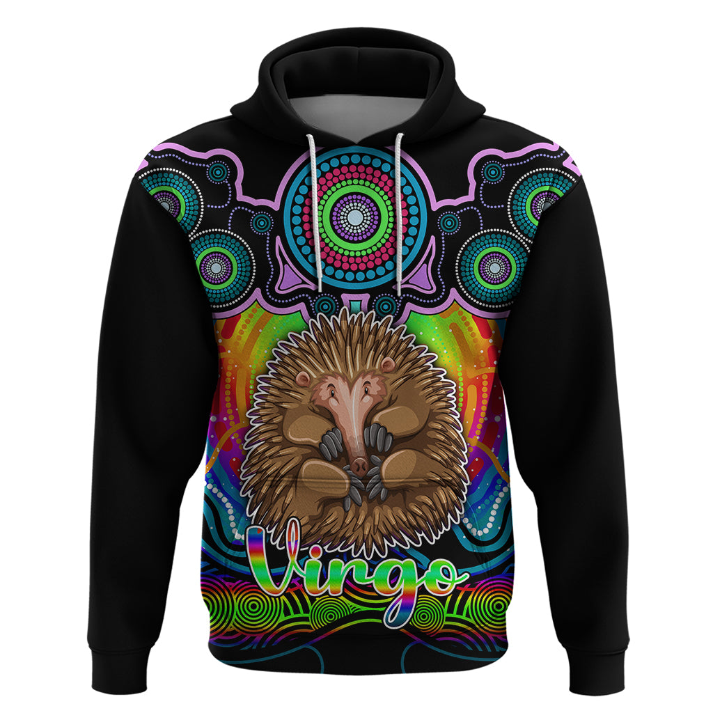 personalised-australia-virgo-echidna-zodiac-hoodie-auz-astrology-aboriginal-rainbow