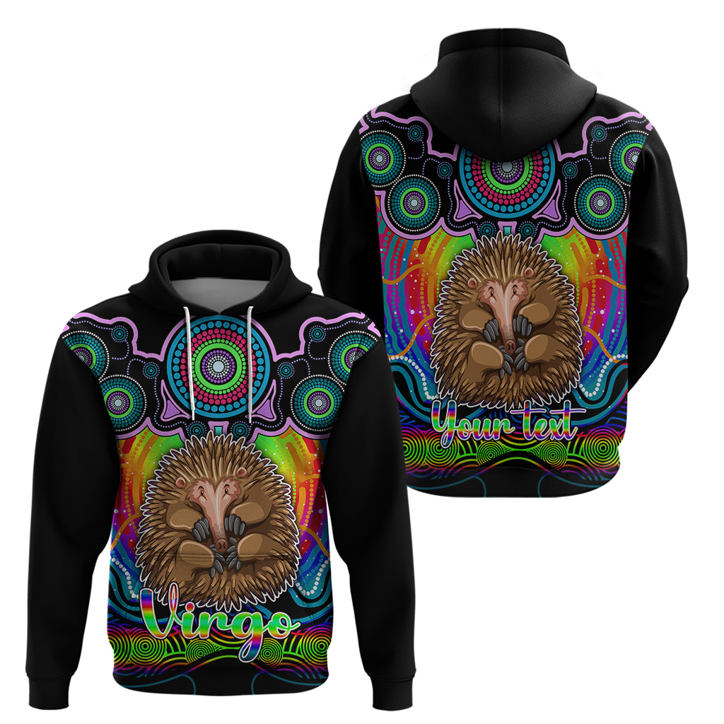 personalised-australia-virgo-echidna-zodiac-hoodie-auz-astrology-aboriginal-rainbow