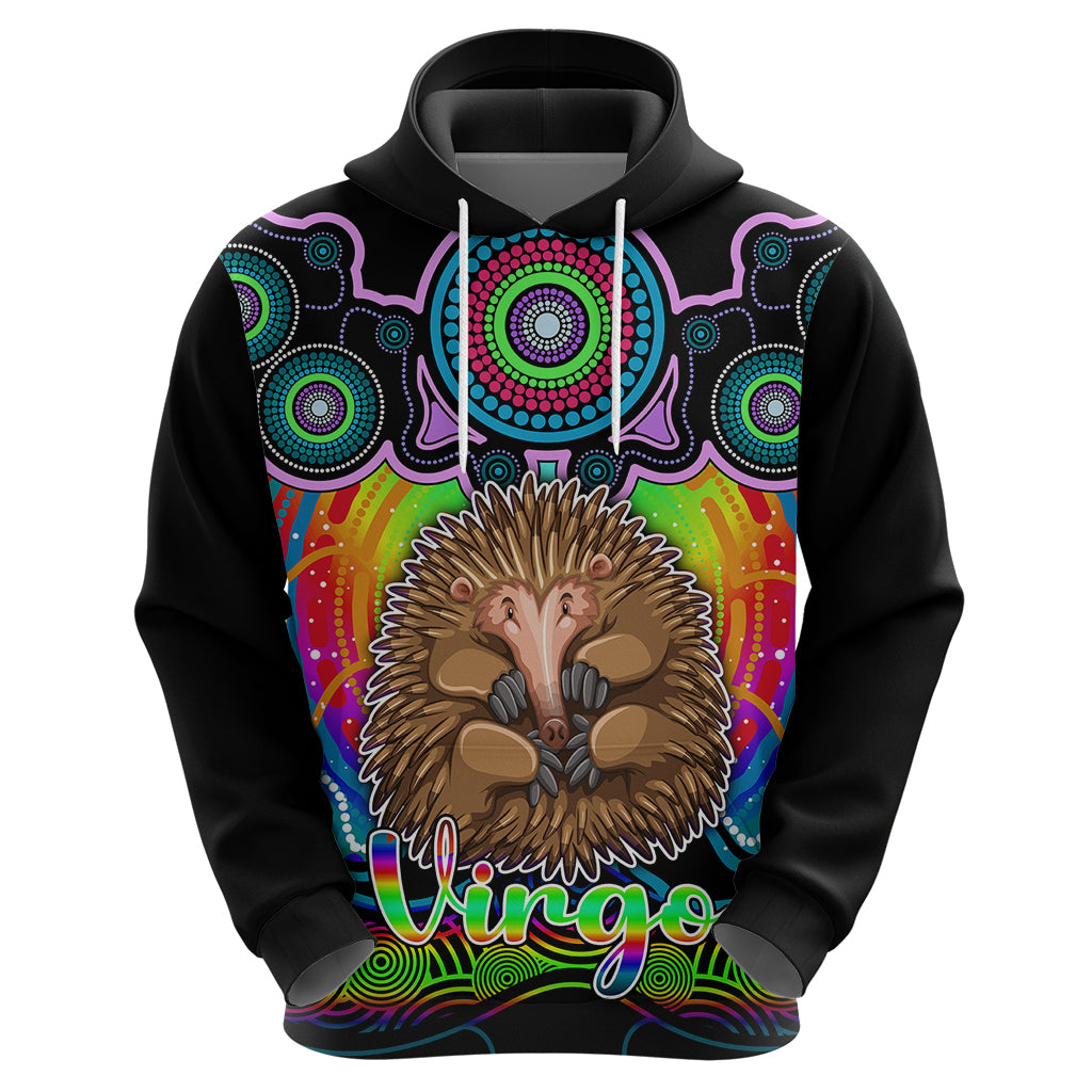 personalised-australia-virgo-echidna-zodiac-hoodie-auz-astrology-aboriginal-rainbow