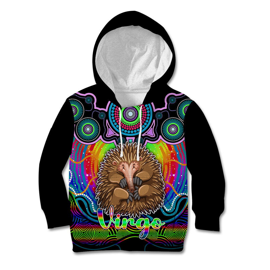 personalised-australia-virgo-echidna-zodiac-kid-hoodie-auz-astrology-aboriginal-rainbow