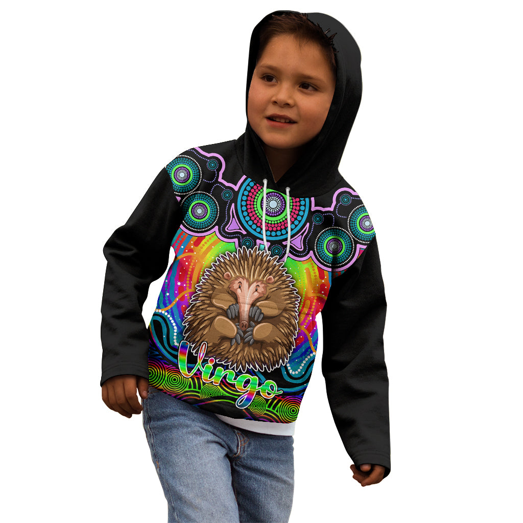 personalised-australia-virgo-echidna-zodiac-kid-hoodie-auz-astrology-aboriginal-rainbow