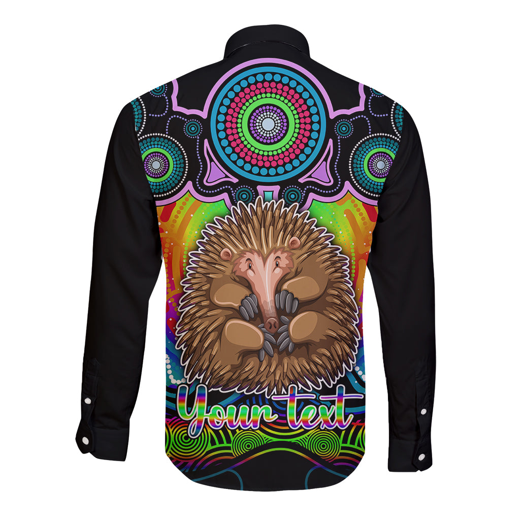 personalised-australia-virgo-echidna-zodiac-long-sleeve-button-shirt-auz-astrology-aboriginal-rainbow