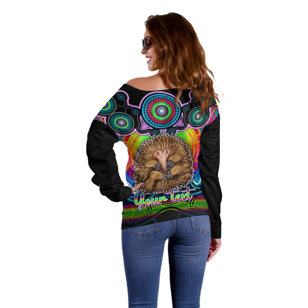 personalised-australia-virgo-echidna-zodiac-off-shoulder-sweater-auz-astrology-aboriginal-rainbow