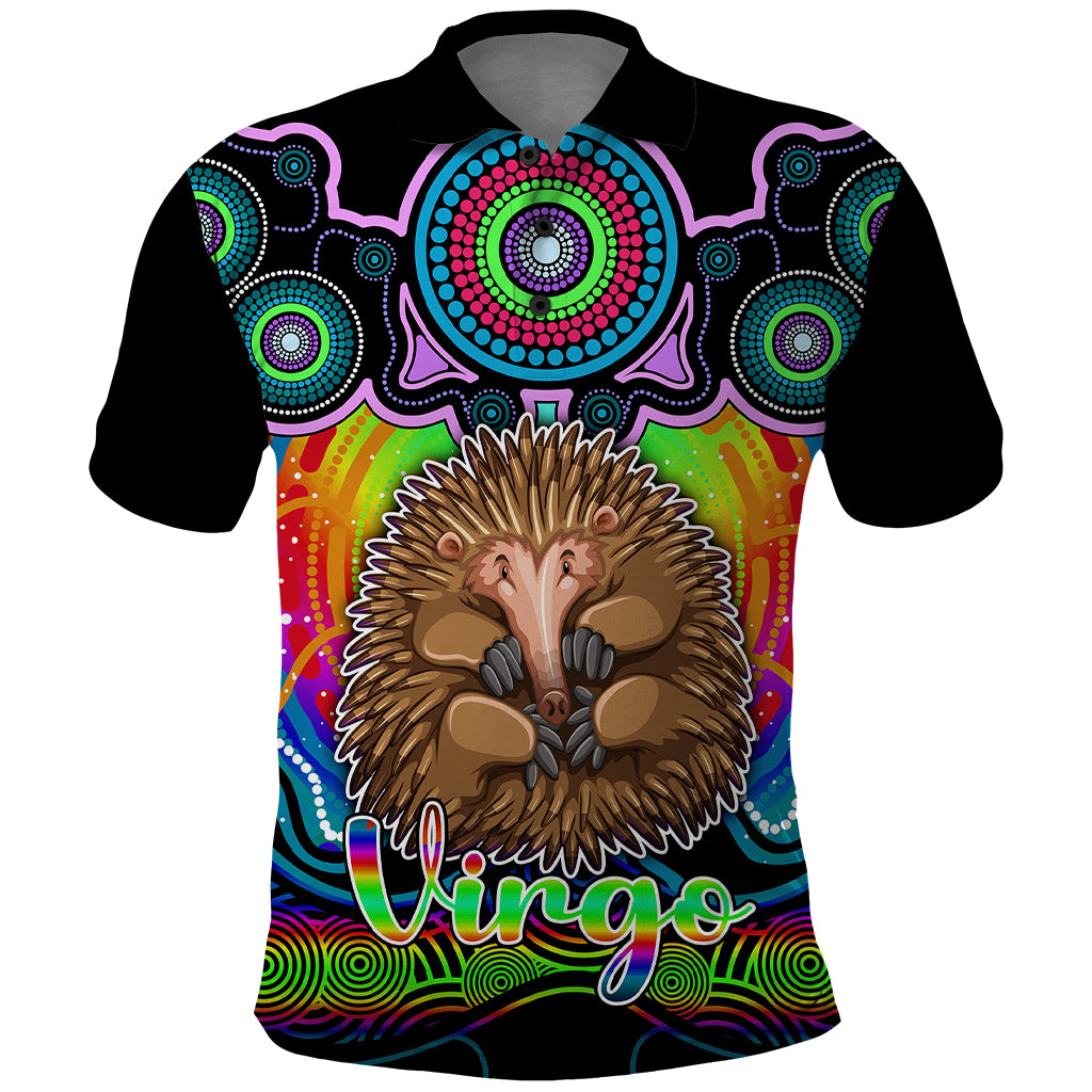 personalised-australia-virgo-echidna-zodiac-polo-shirt-auz-astrology-aboriginal-rainbow