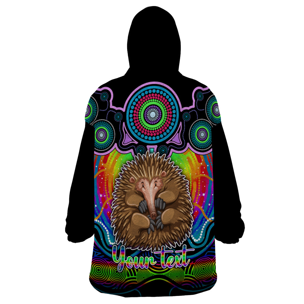 personalised-australia-virgo-echidna-zodiac-wearable-blanket-hoodie-auz-astrology-aboriginal-rainbow