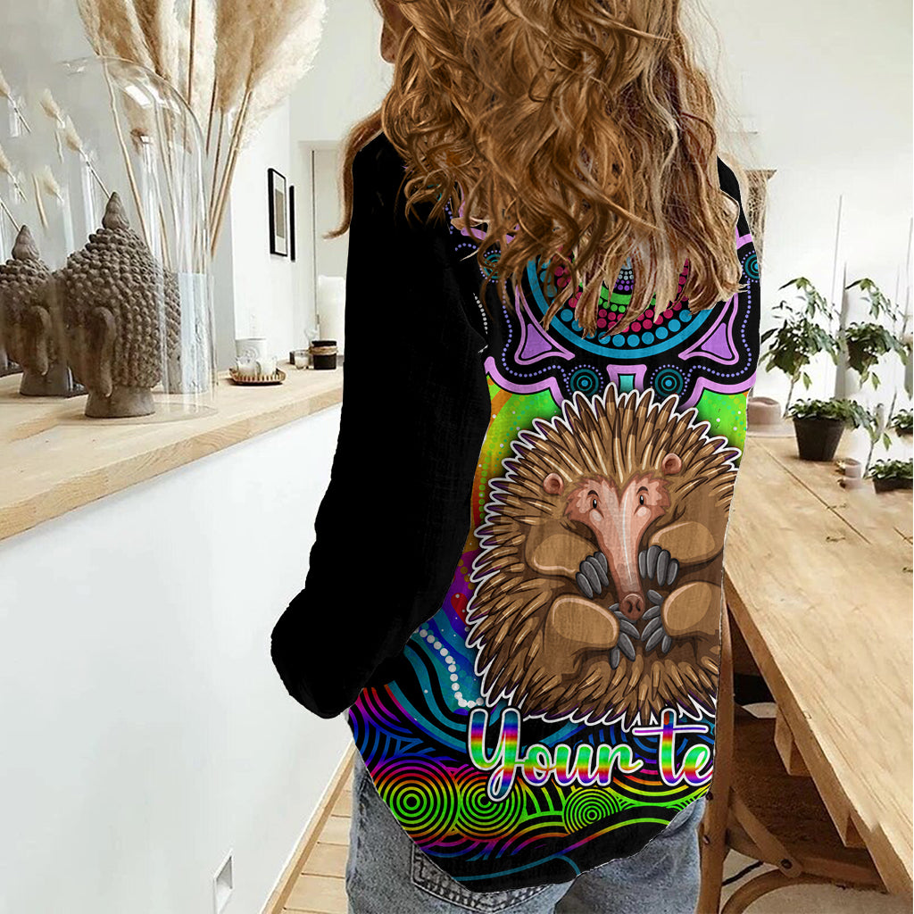 Personalised Australia Virgo Echidna Zodiac Women Casual Shirt Auz Astrology Aboriginal - Rainbow LT9