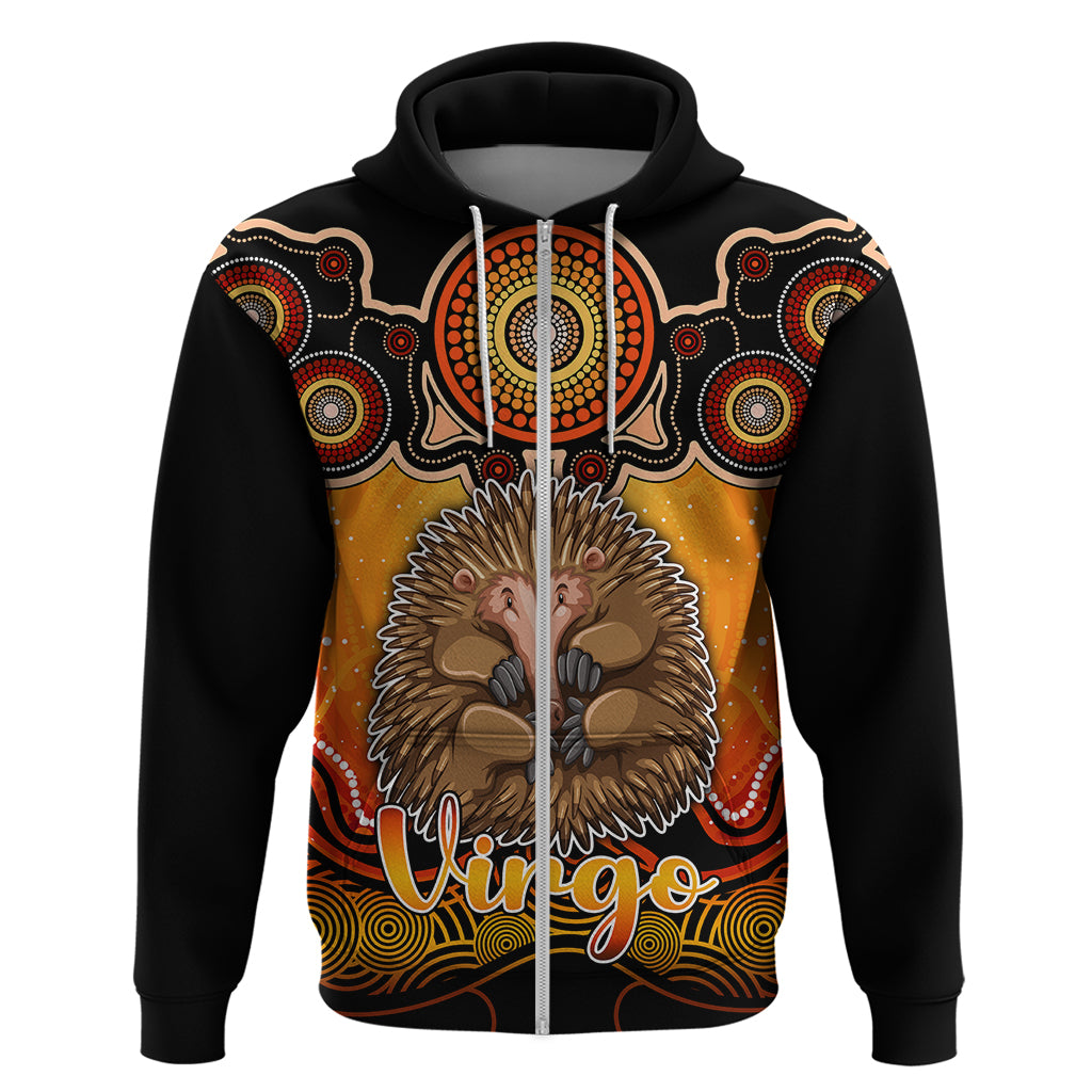 personalised-australia-virgo-echidna-zodiac-hoodie-auz-astrology-aboriginal-red